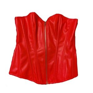 Faux Red Leather Corset